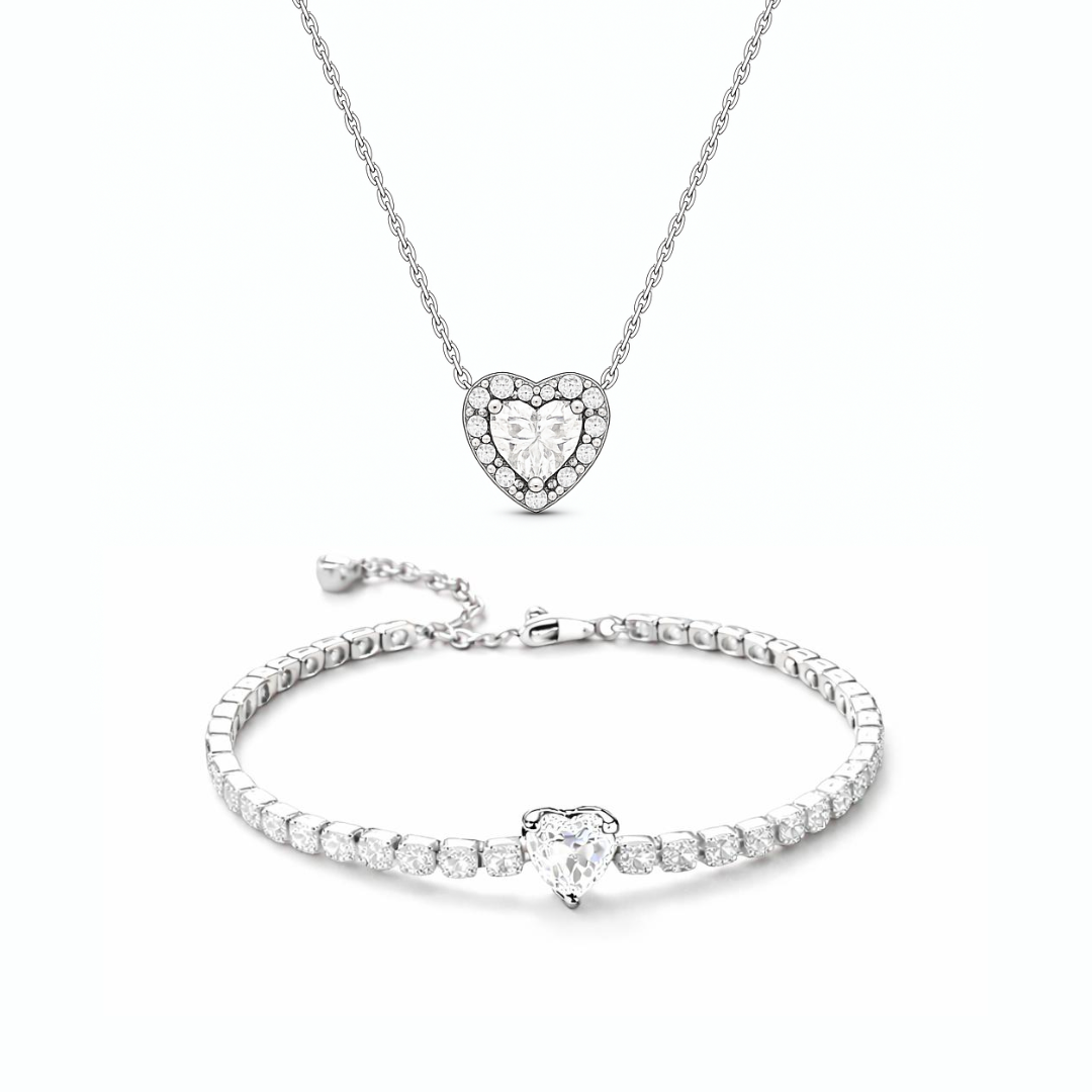 Set bijuterii Colier si Bratara White Heart - Novvu
