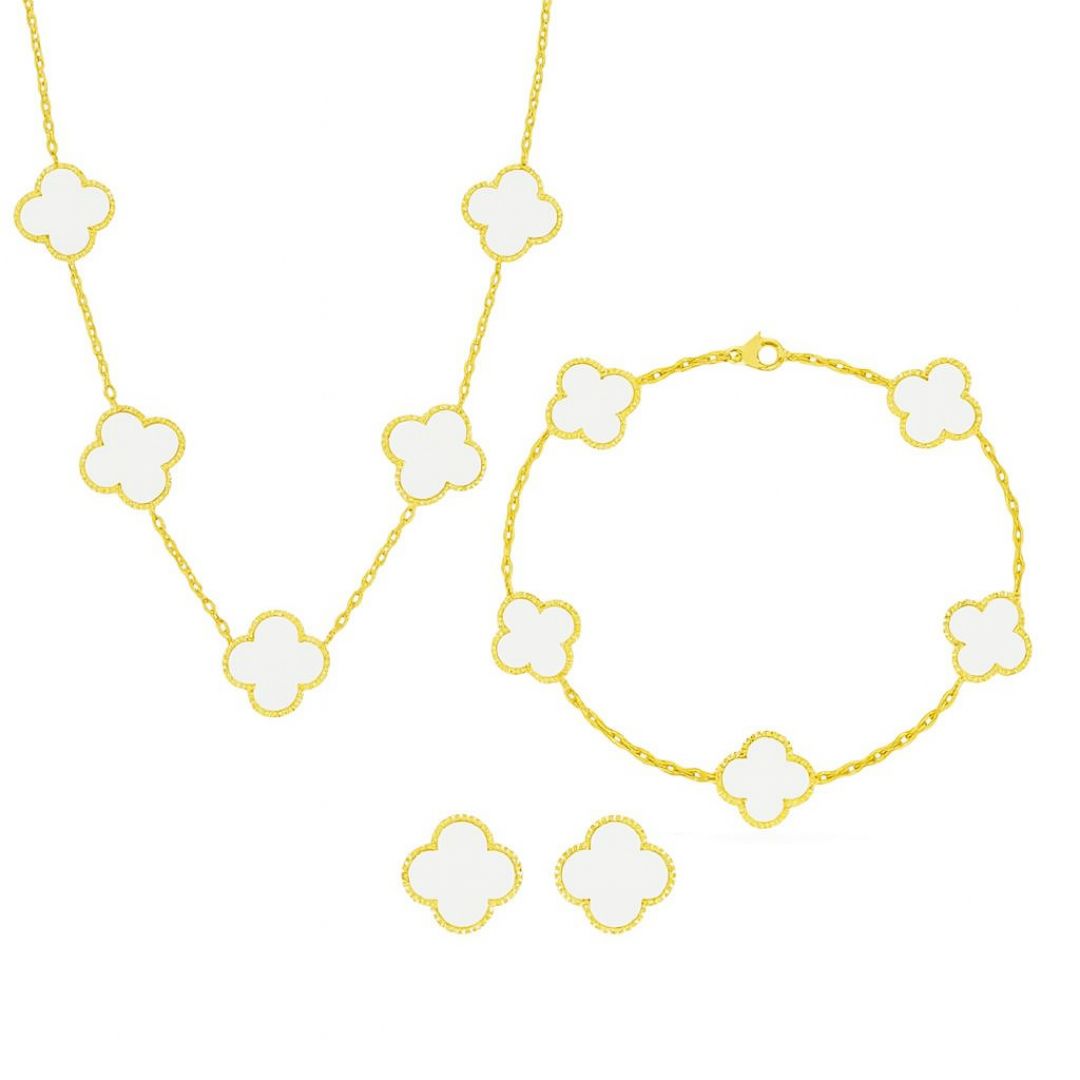 Set Bijuterii Colier,Bratara si Cercei Van Luxy White Gold - Novvu