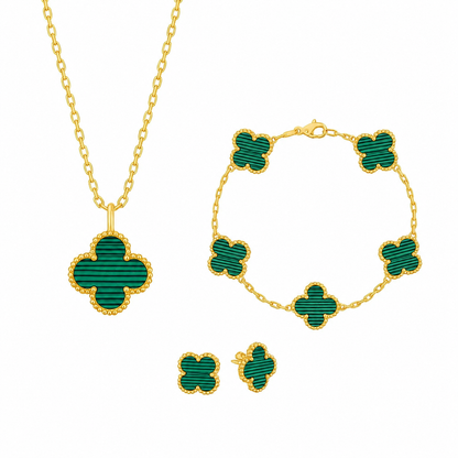 Set Bijuterii Colier,Bratara si Cercei Van Luxy Green Gold