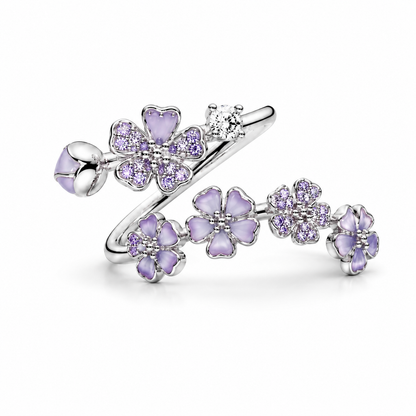 Inel Purple Flowers cu Argint Reglabil
