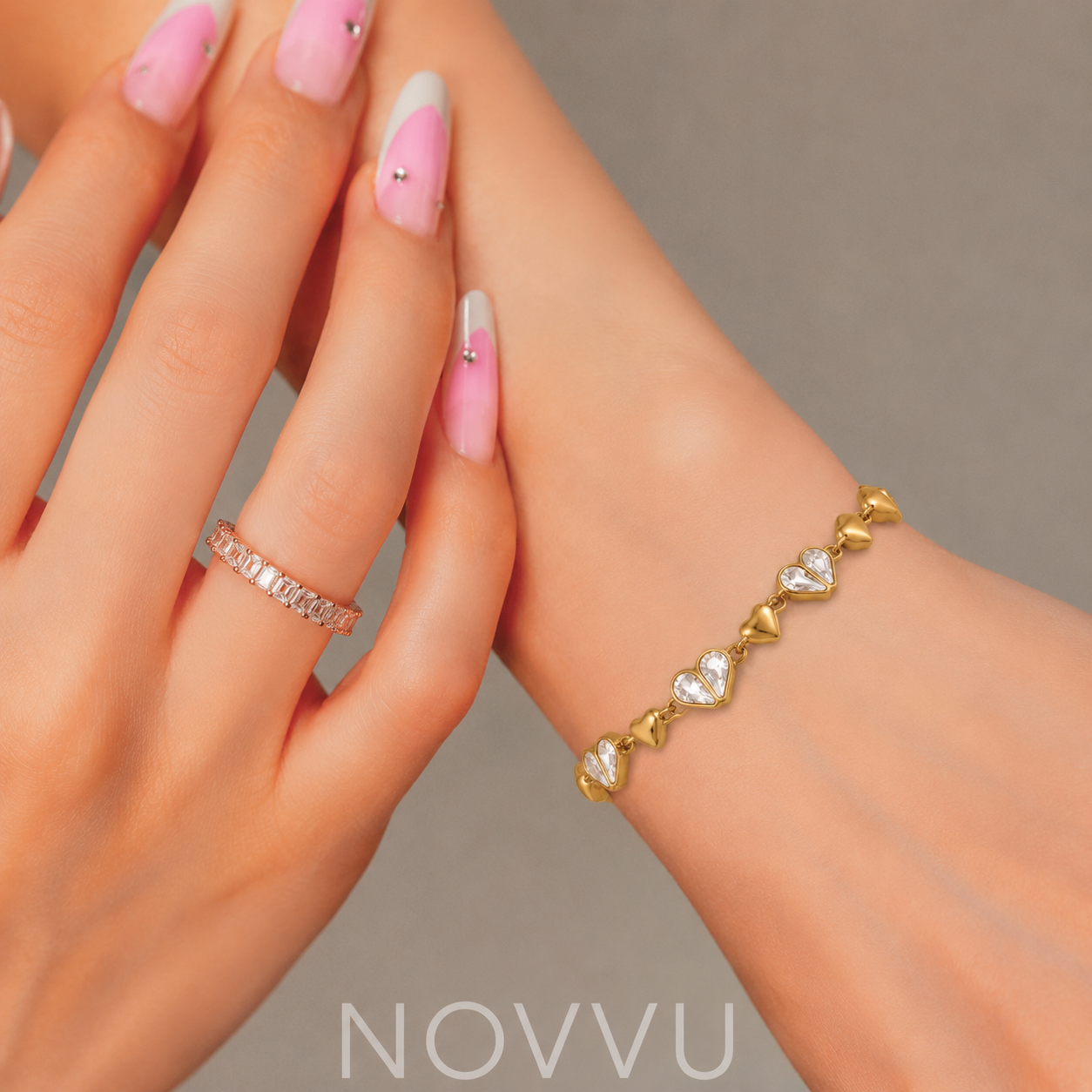 Bratara Multi Heart Placata cu Aur 18k