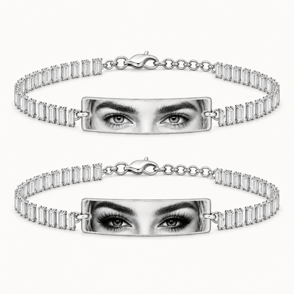Set 2 Bratari Personalizate Mystic White Eyes cu Argint