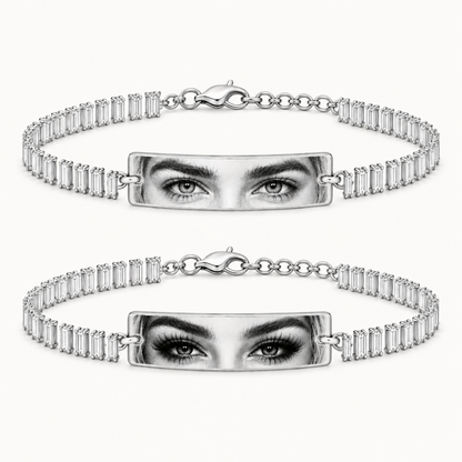 Set 2 Bratari Personalizate Mystic White Eyes cu Argint