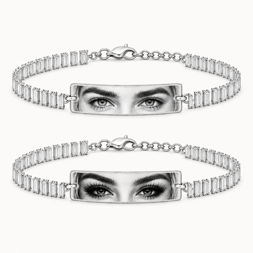 Set 2 Bratari Personalizate Mystic White Eyes cu Argint