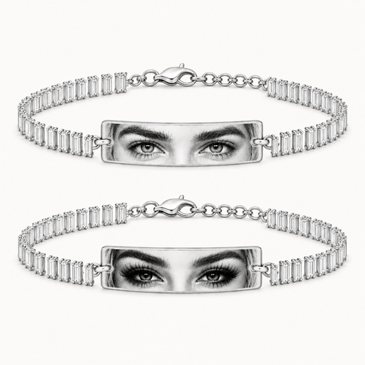 Set 2 Bratari Personalizate Mystic White Eyes cu Argint