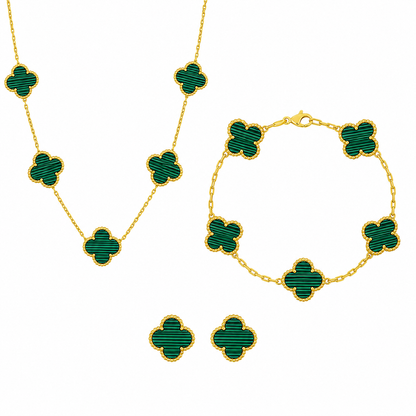 Set Bijuterii Colier,Bratara si Cercei Van Luxy Green Gold