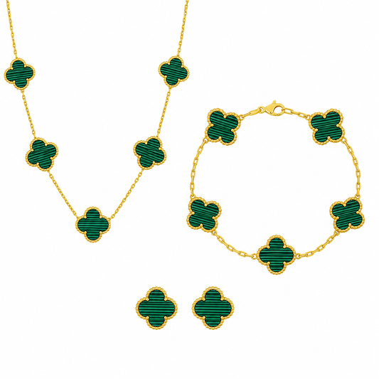 Set Bijuterii Colier,Bratara si Cercei Van Luxy Green Gold
