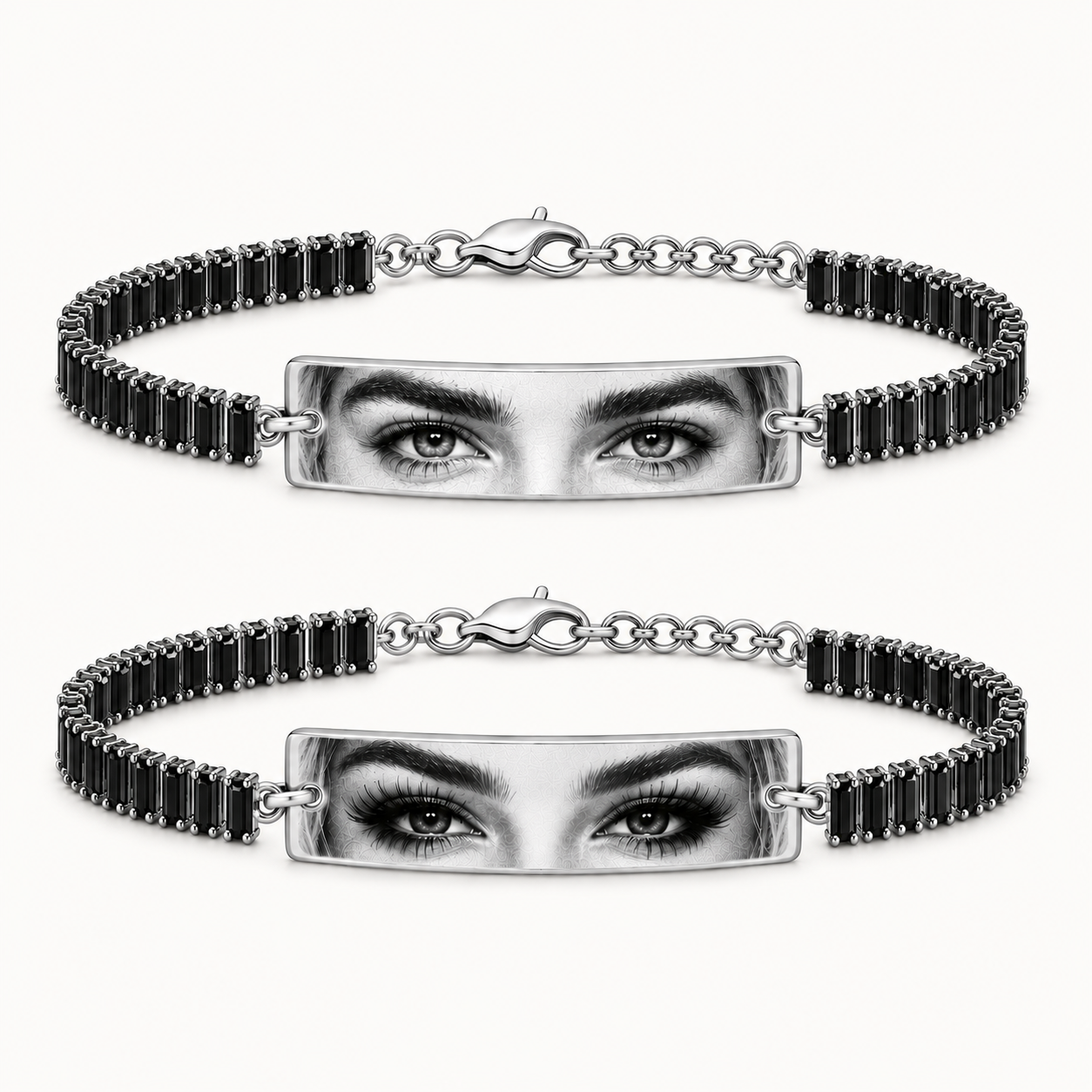 Set 2 Bratari Personalizate Mystic Black Eyes cu Argint