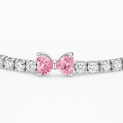 Set bijuterii Inel si Bratara Pink Bow cu Argint