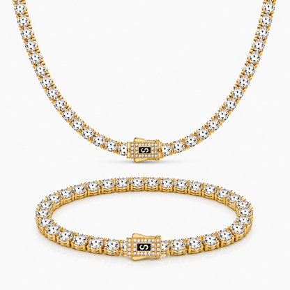 Set Colier+Bratara Monaco Tennis Gold 6MM Placat Cu Aur