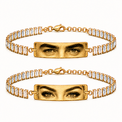 Set 2 Bratari Personalizate Mystic White Eyes cu Aur