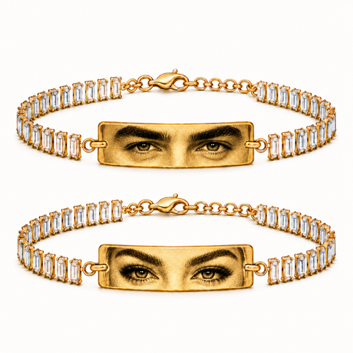 Set 2 Bratari Personalizate Mystic White Eyes cu Aur