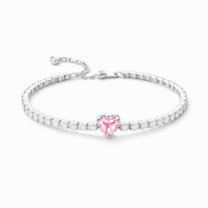 Set bijuterii Inel si Bratara Pink Heart Cu Argint