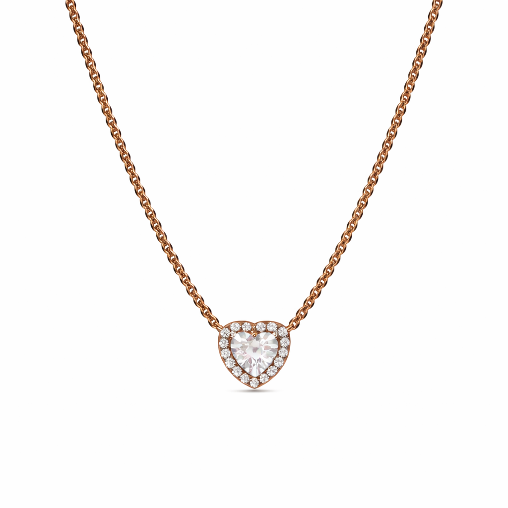 Set bijuterii Inel si Colier White Heart Cu Argint