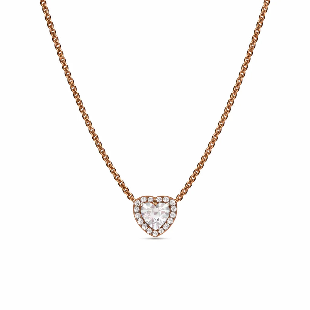Set bijuterii Inel,Cercei si Colier White Heart Rose Cu Argint
