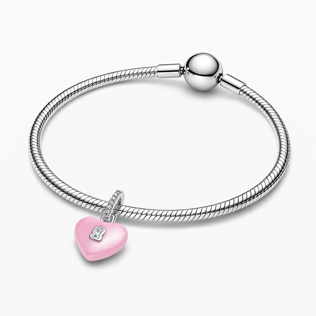 Talisman Pandantiv Pink Heart Cu Argint