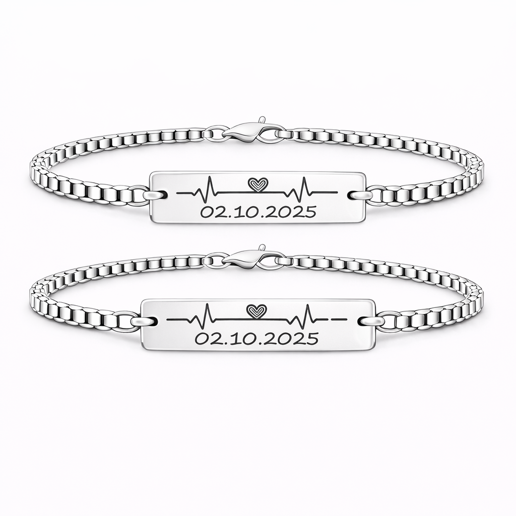 Set 2 Bratari Personalizate Data cu Argint