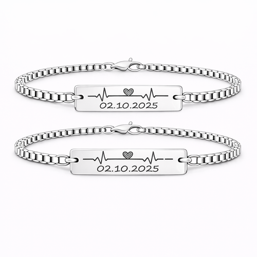Set 2 Bratari Personalizate Data cu Argint