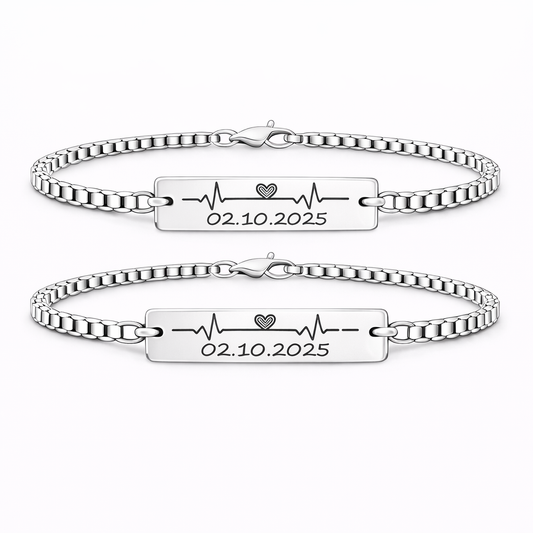 Set 2 Bratari Personalizate Data cu Argint