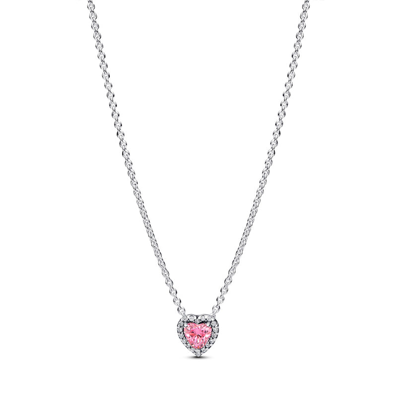 Set de bijuterii Colier si Cercei Pink Heart cu Argint