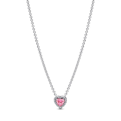 Set de bijuterii Colier si Cercei Pink Heart cu Argint