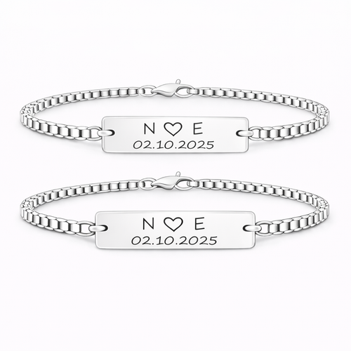 Set 2 Bratari Personalizate Inima cu Argint