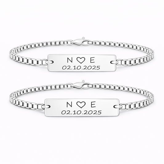 Set 2 Bratari Personalizate Inima cu Argint