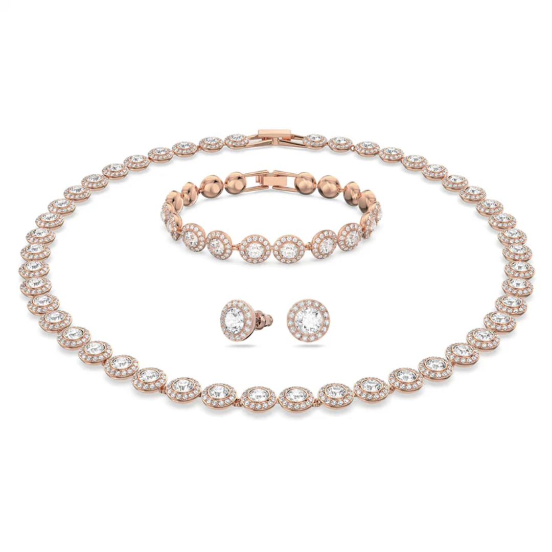 Set Angel Brățară+Colier+Cercei Cadou Rose Gold