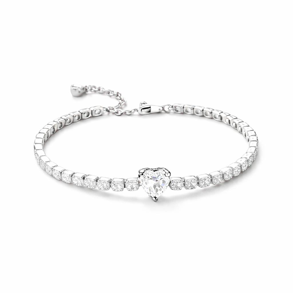 Set bijuterii Inel,Cercei,Bratara si Colier White Heart Cu Argint