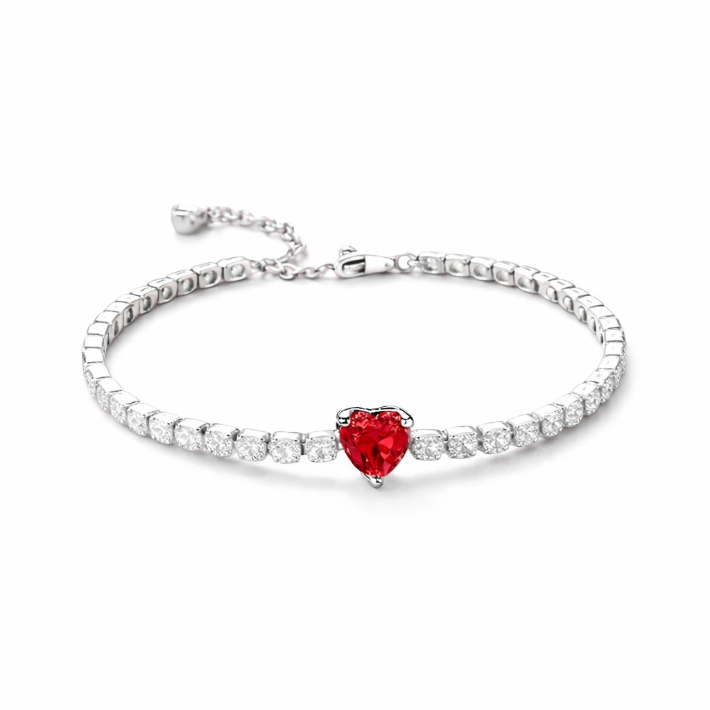 Set bijuterii Colier si Bratara Red Heart Cu Argint