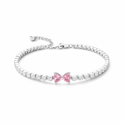 Set bijuterii Inel,Bratara si Colier Pink Bow Cu Argint