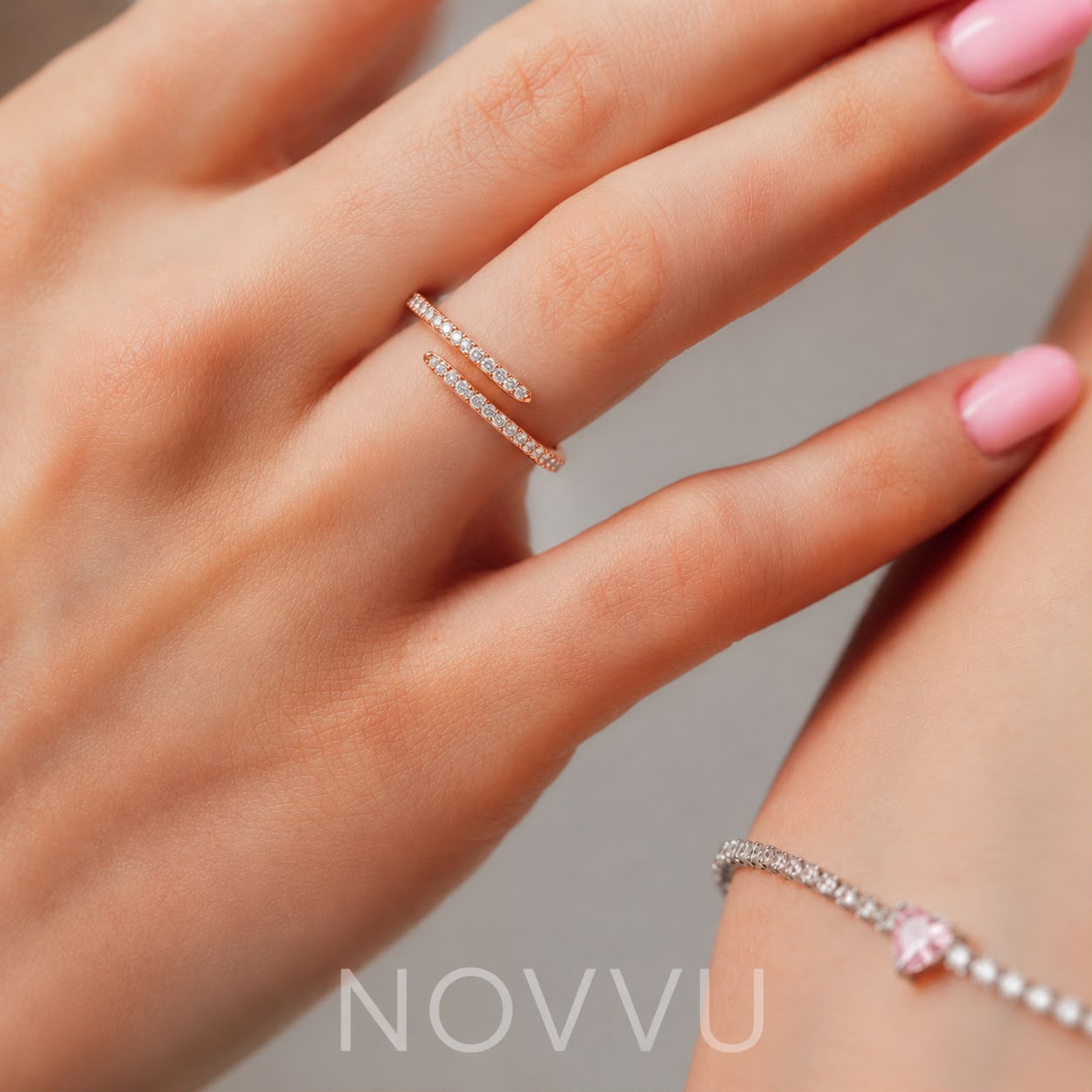 Inel Sway Rose cu Argint Reglabil