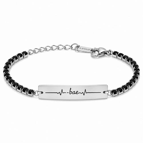 Bratara Personalizata Bae Tennis Black cu Argint