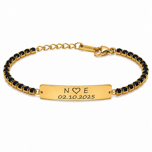 Bratara Personalizata Data Inima Black Gold
