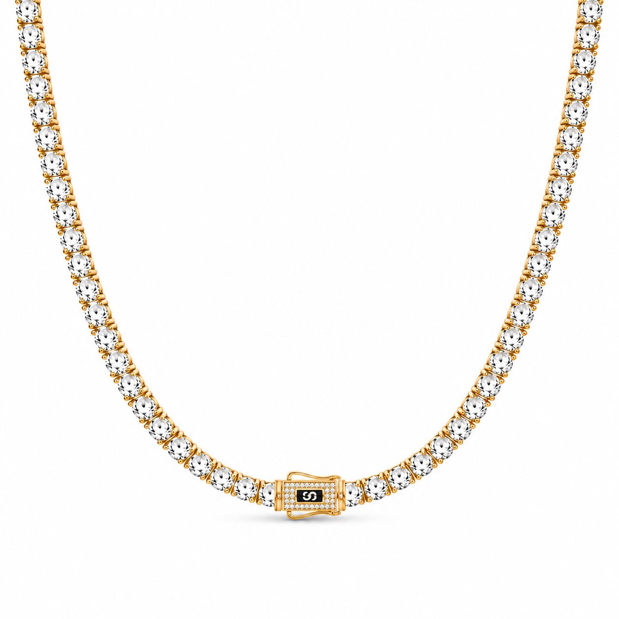 Set Colier+Bratara Monaco Tennis Gold 6MM Placat Cu Aur
