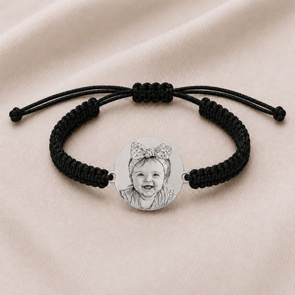 Bratara Neagra Personalizata Bebe cu Argint