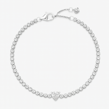 Bratara Tennis White Heart Silver Cu Argint
