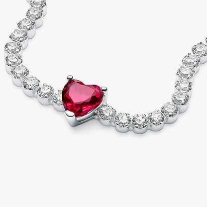 Bratara Tennis Red Heart Silver Cu Argint
