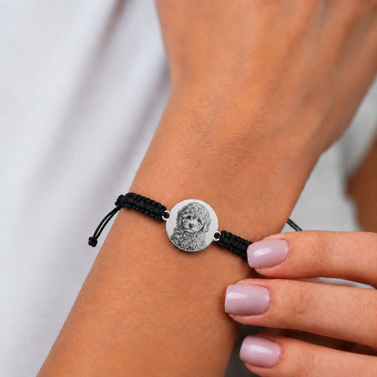 Bratara Neagra Personalizata Catel cu Argint