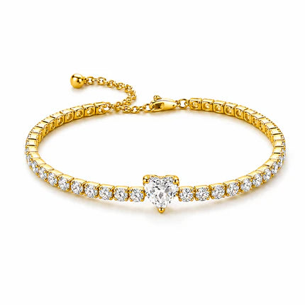 Set bijuterii Inel,Bratara si Colier White Heart Cu Aur