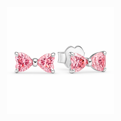 Set bijuterii Cercei si Colier Pink Bow Cu Argint