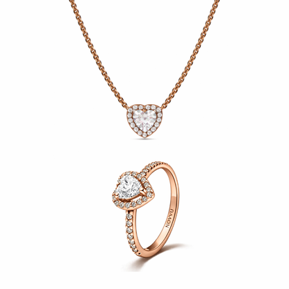 Set bijuterii Inel si Colier White Heart Cu Argint