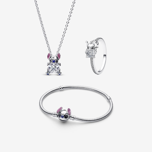 Set bijuterii Inel,Bratara si Colier Stitch Cu Argint