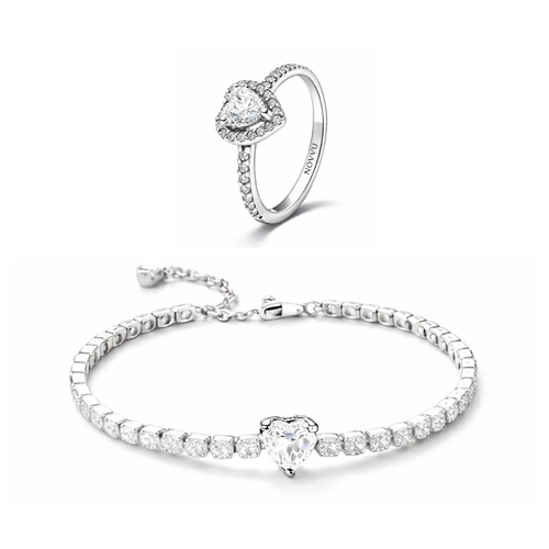 Set bijuterii Inel si Bratara White Heart Cu Argint