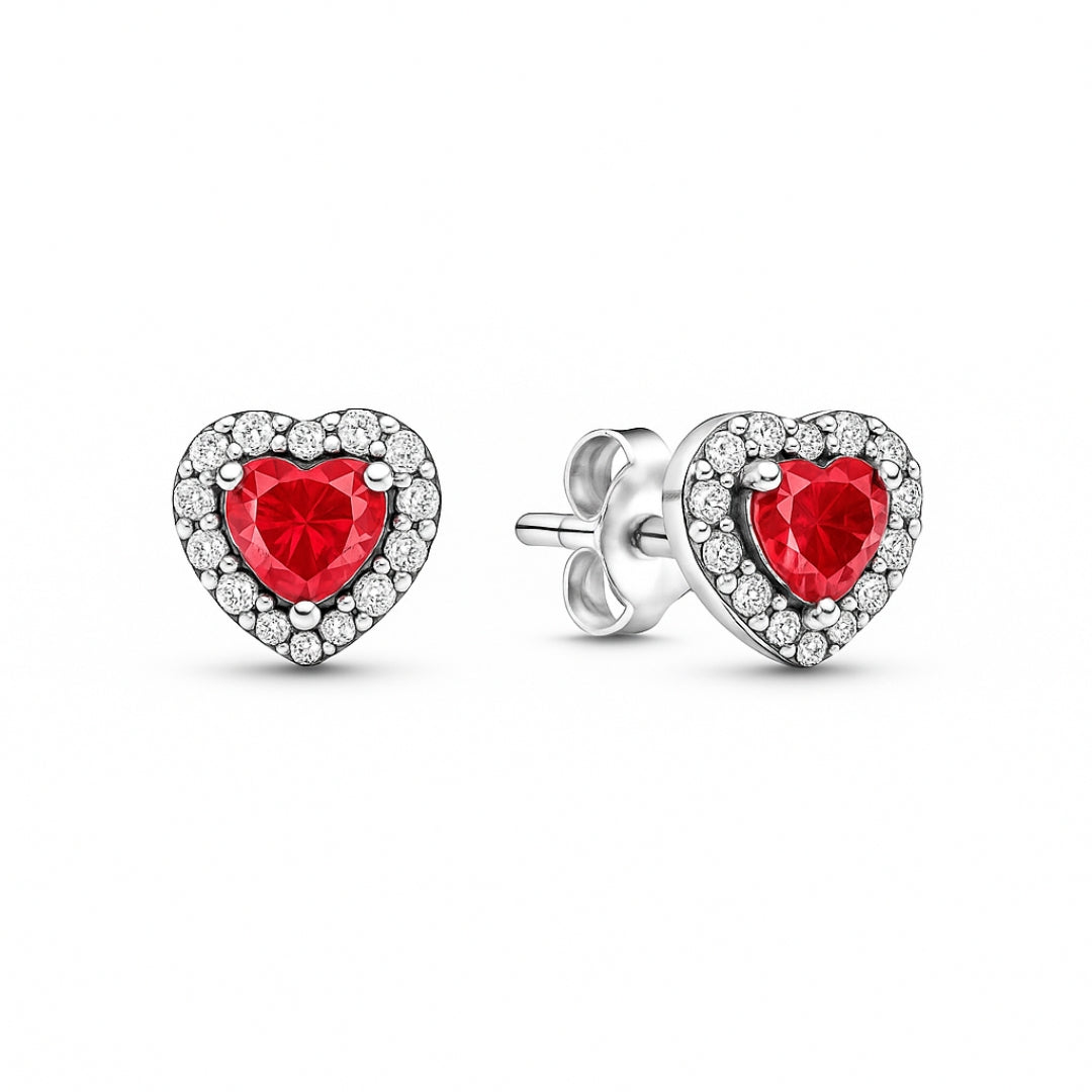 Set bijuterii Inel,Cercei si Colier Red Heart cu Argint