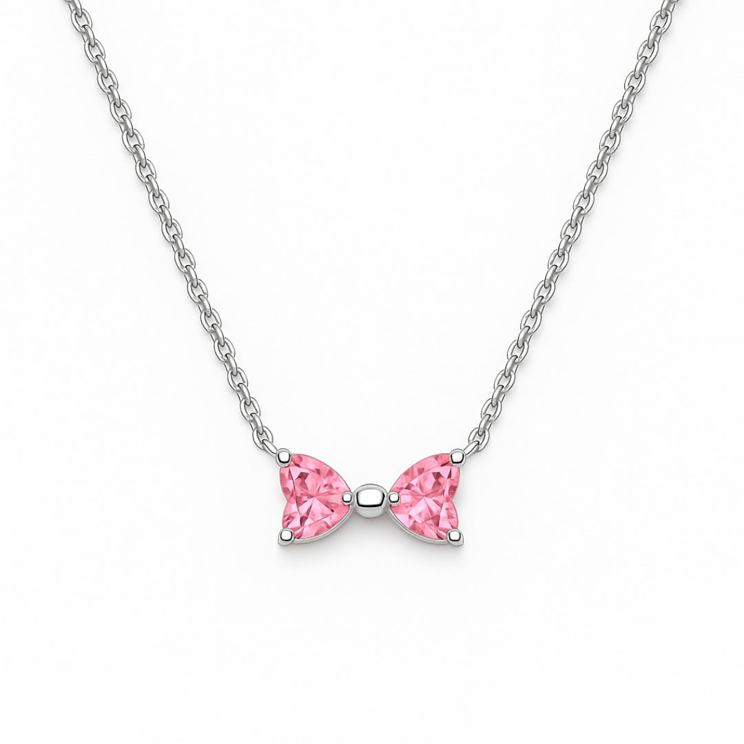 Colier Pink Bow Silver cu Argint