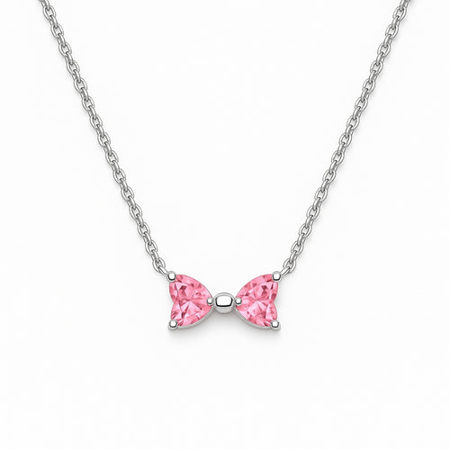 Colier Pink Bow Silver cu Argint
