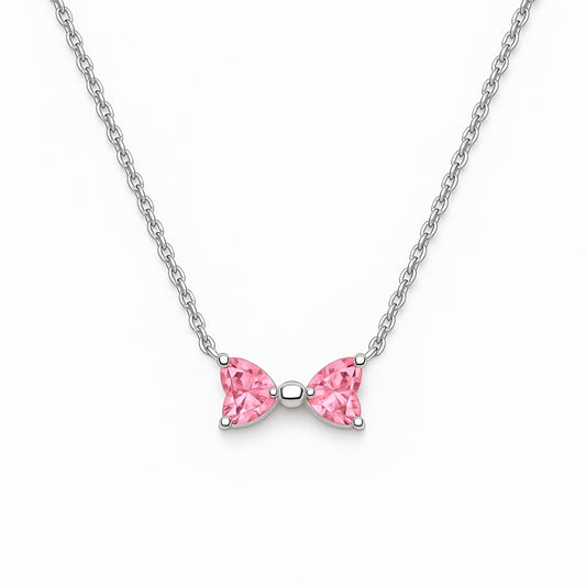 Colier Pink Bow Silver cu Argint