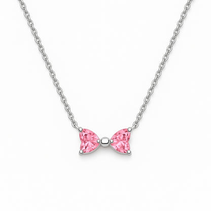 Set bijuterii Inel,Cercei si Colier Pink Bow Cu Argint