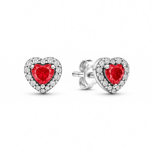 Cercei Red Heart Silver cu Argint